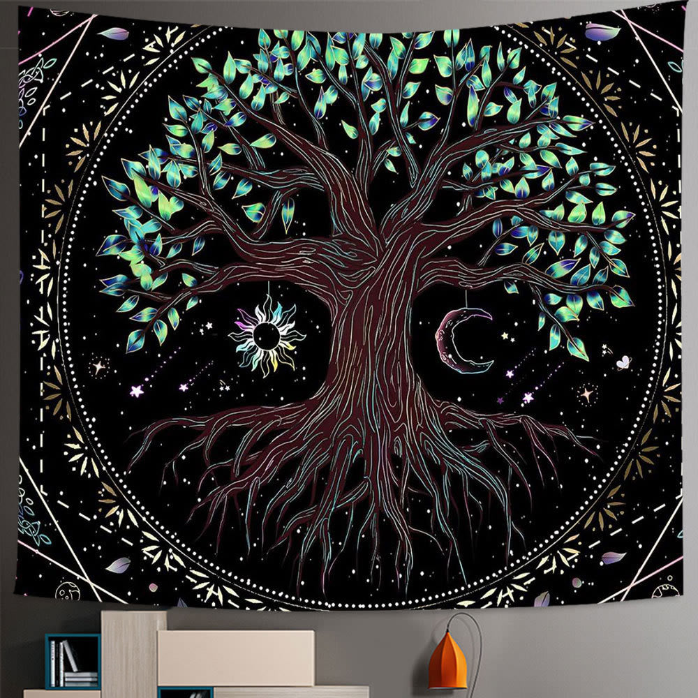 Tapisserie Boho Mandala Arbre de Vie des Sept Chakras Olivenorma