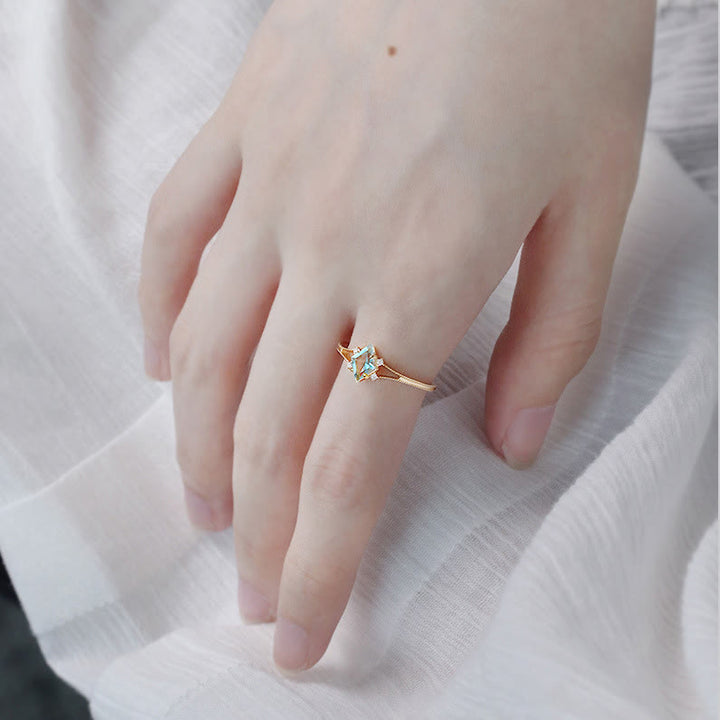 Bague Olivenorma en diamant et zircon blanc aigue-marine