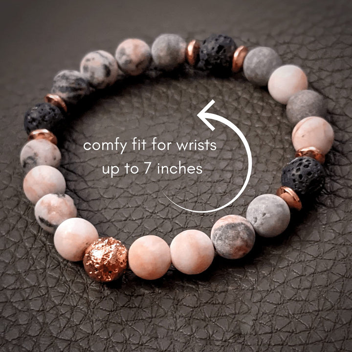 Bracelet en pierre de lave rhodonite Olivenorma avec huile essentielle de lavande