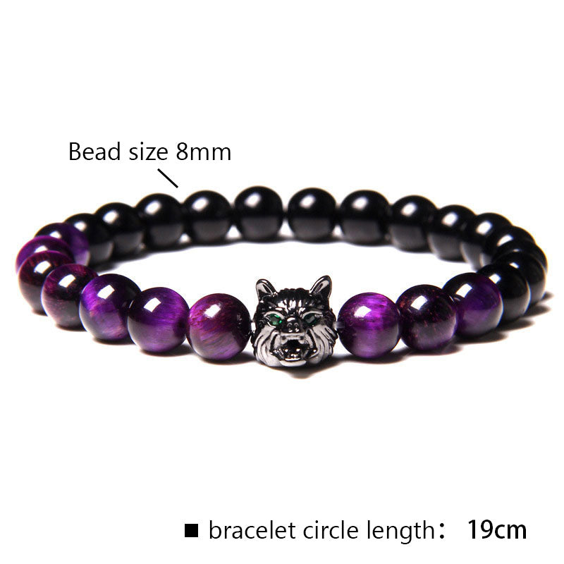 Bracelet Loup Oeil de Tigre Violet Olivenorma
