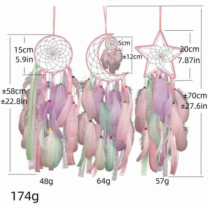 Olivenorma Lot de 3 attrape-rêves couleur macaron lune soleil étoile