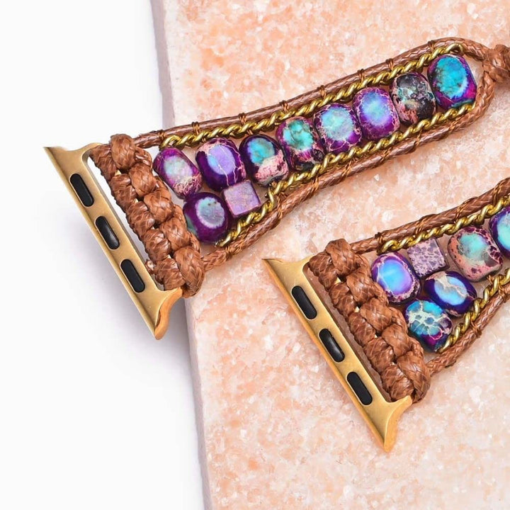 Bracelet enveloppant pour Apple Watch avec pierre empereur bleue Olivenorma