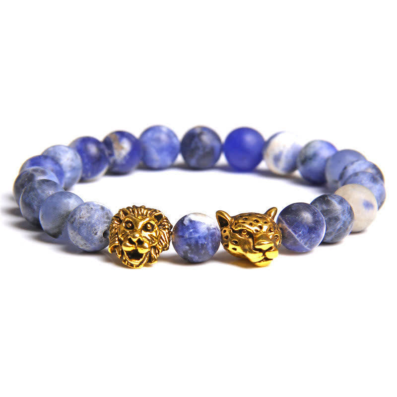Bracelet de perles en œil de tigre et panthère de lion Olivenorma