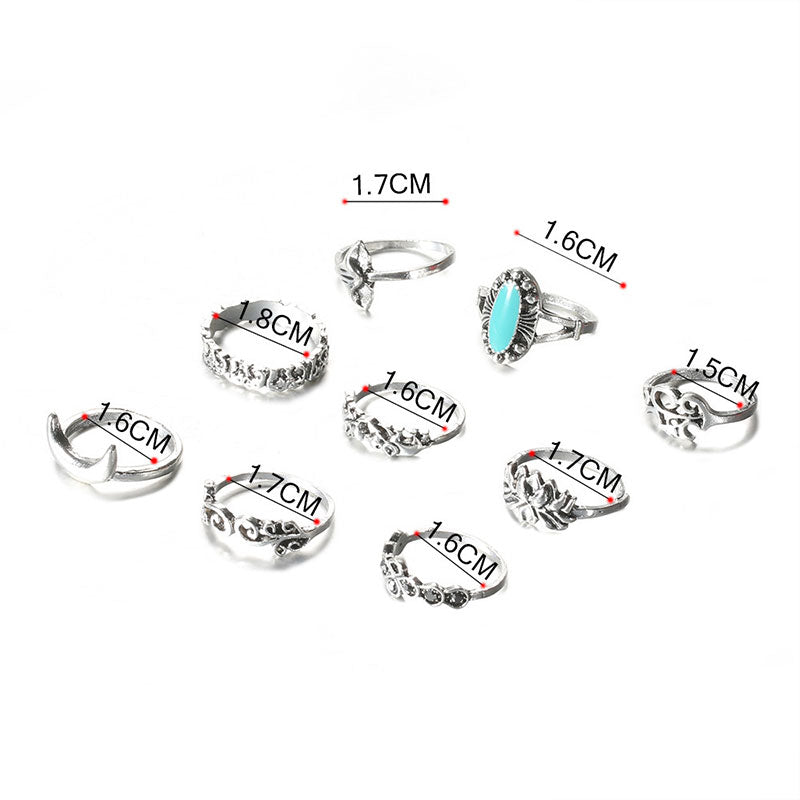 Ensemble de bagues symbole de lotus turquoise Olivenorma