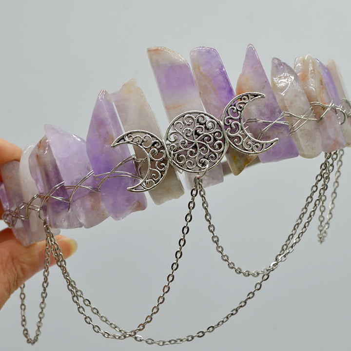 Couronne de cristal naturel de déesse de croissant de lune Olivenorma