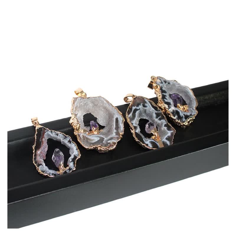 Collier en géode d'agate naturelle Olivenorma