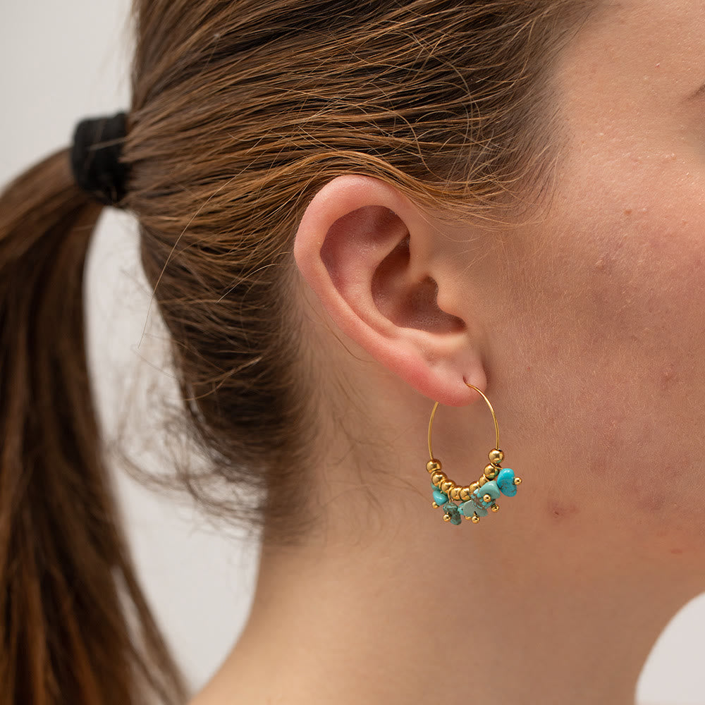Boucles d'oreilles en acier inoxydable avec gravier naturel Olivenorma