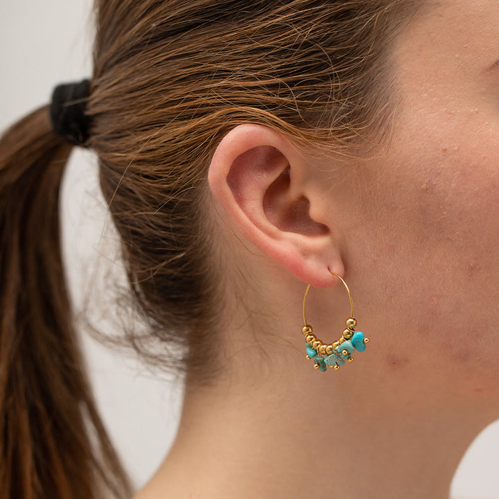Boucles d'oreilles en acier inoxydable avec gravier naturel Olivenorma