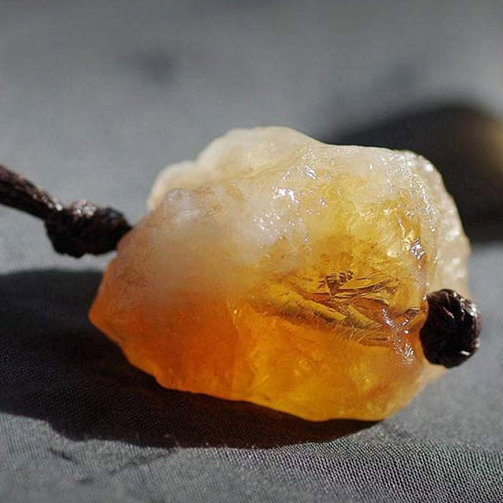Collier de pierres précieuses de prospérité en citrine naturelle