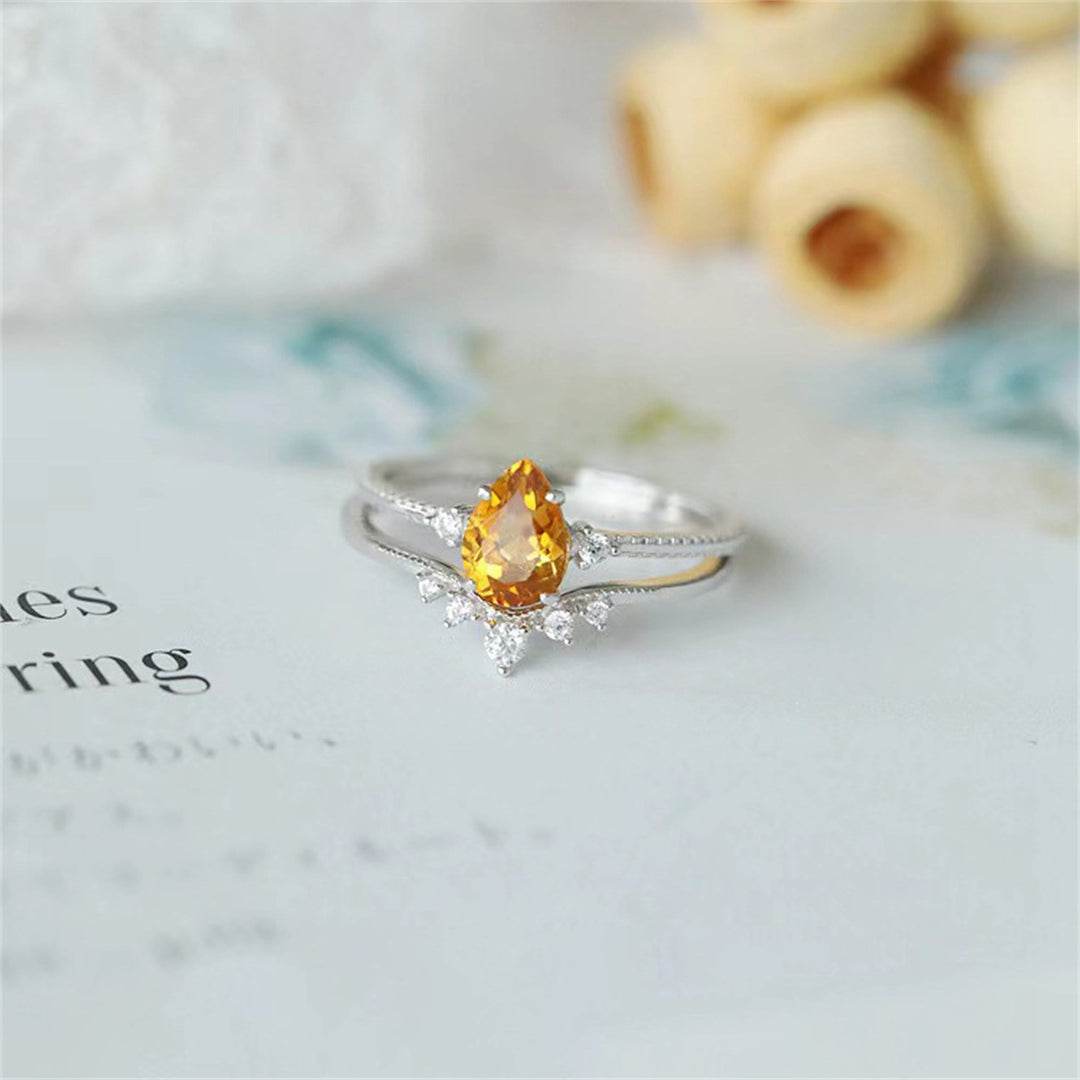Bague en argent 925 et ou avec citrine en forme de goutte Olivenorma