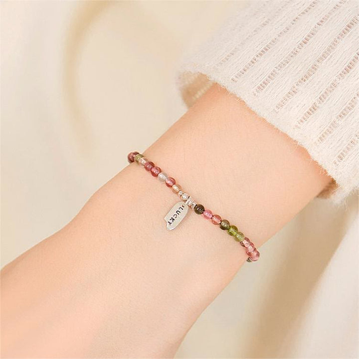 Bracelet porte-bonheur en perles de tourmaline naturelle Olivenorma de 3 cm