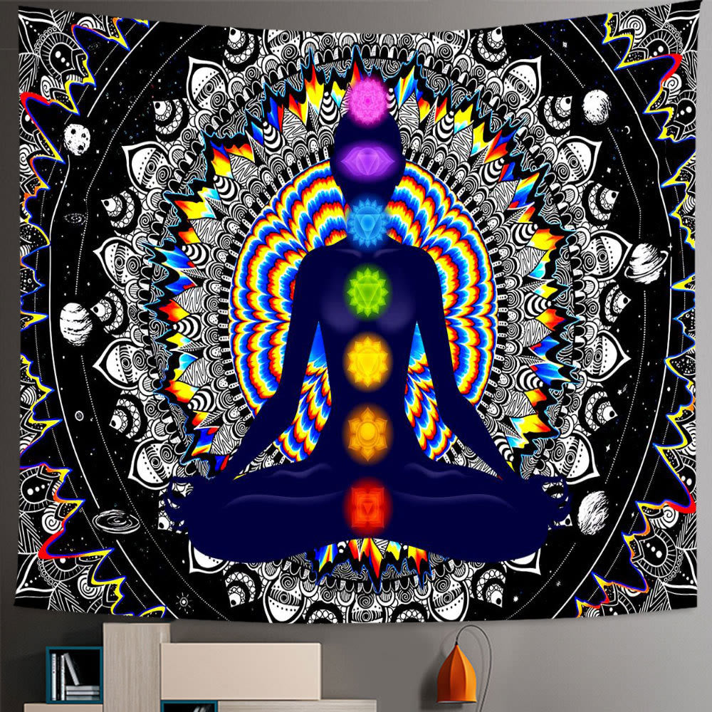 Tapisserie Boho Mandala Arbre de Vie des Sept Chakras Olivenorma