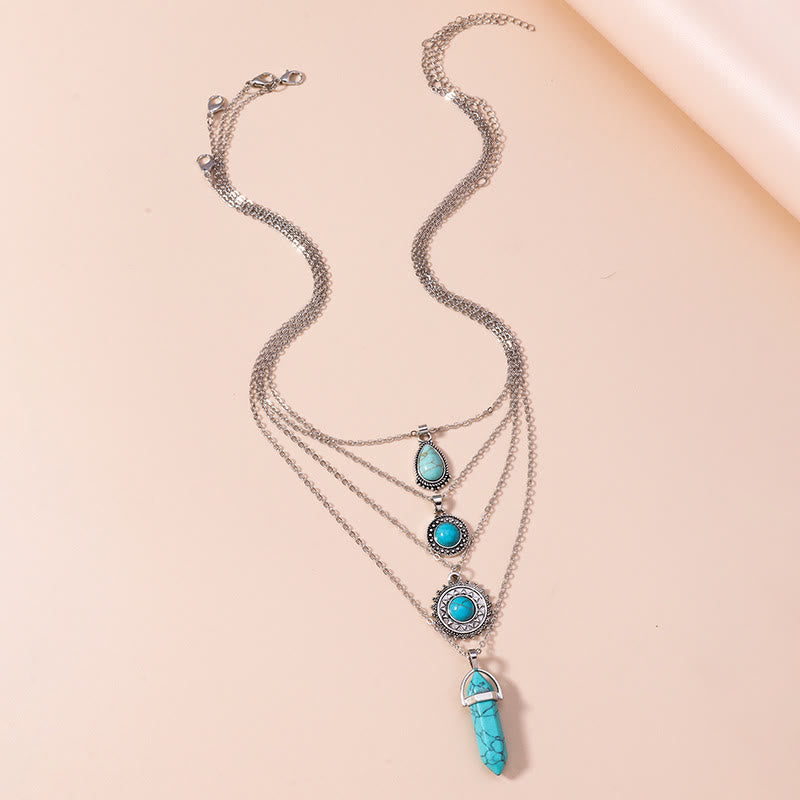 Ensemble de boucles d'oreilles et collier multicouches en turquoise Olivenorma