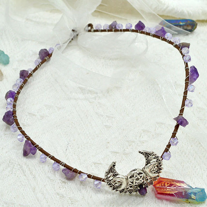 Couronne de lune en cristal blanc améthyste naturel Olivenorma