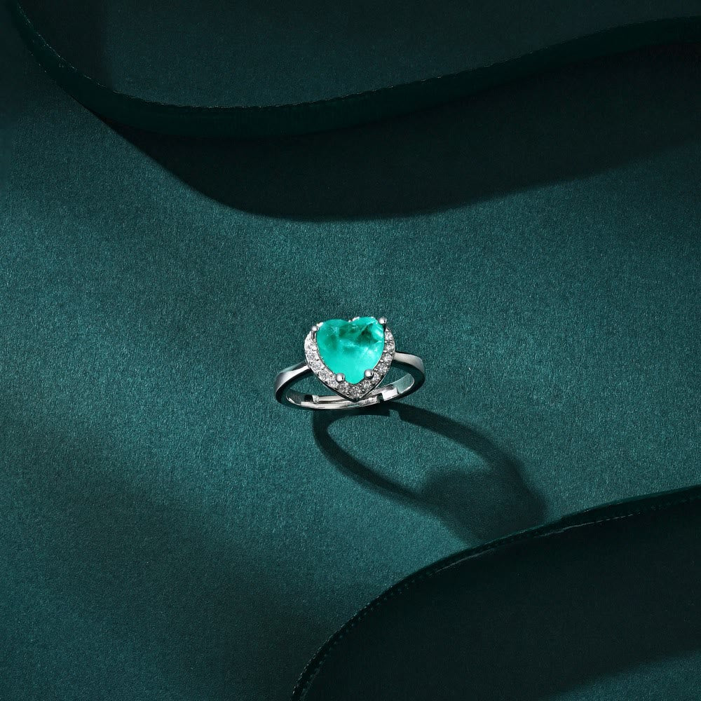 Bague exquise en tourmaline Paraiba en forme de cœur Olivenorma