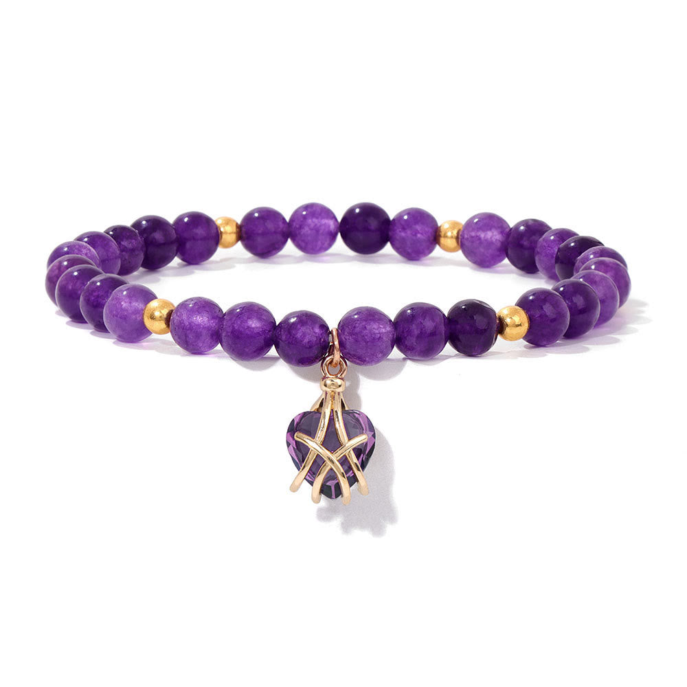 Bracelet à breloques en forme de cœur en pierre naturelle Olivenorma