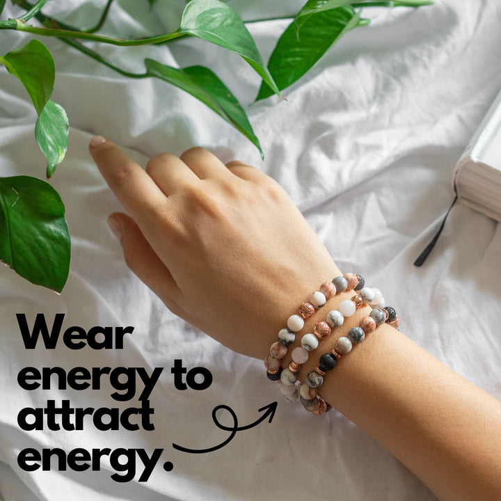 Bracelet en pierre de lave rhodonite Olivenorma avec huile essentielle de lavande