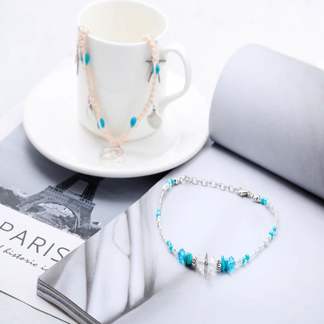 Bracelet de cheville à breloques en forme d'étoile de mer turquoise Olivenorma