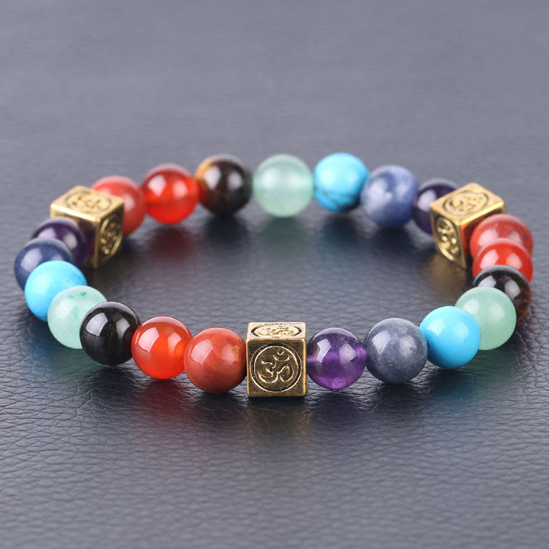 Bracelet de yoga 7 chakras en perles multicolores Olivenorma
