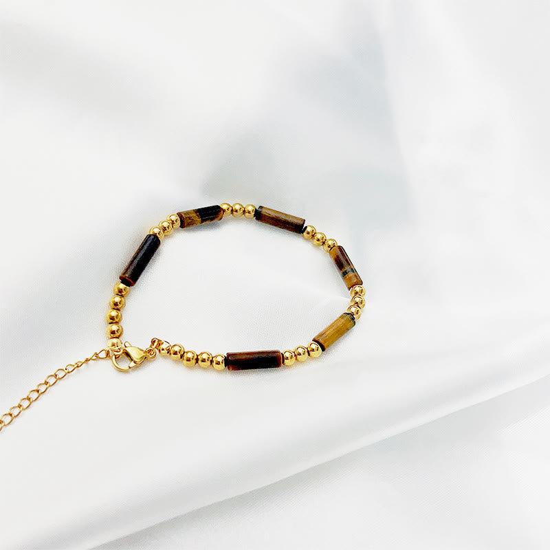 Bracelet de perles en tube de pierre naturelle rectangulaire Olivenorma