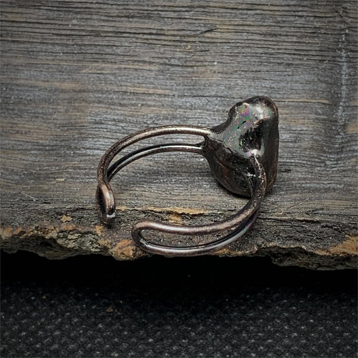 Bague ajustable en pierre brute irrégulière naturelle Olivenorma avec douze pierres de naissance