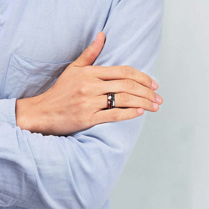 Bague pour homme en carbure de tungstène noir Olivenorma Color Opal 8 mm