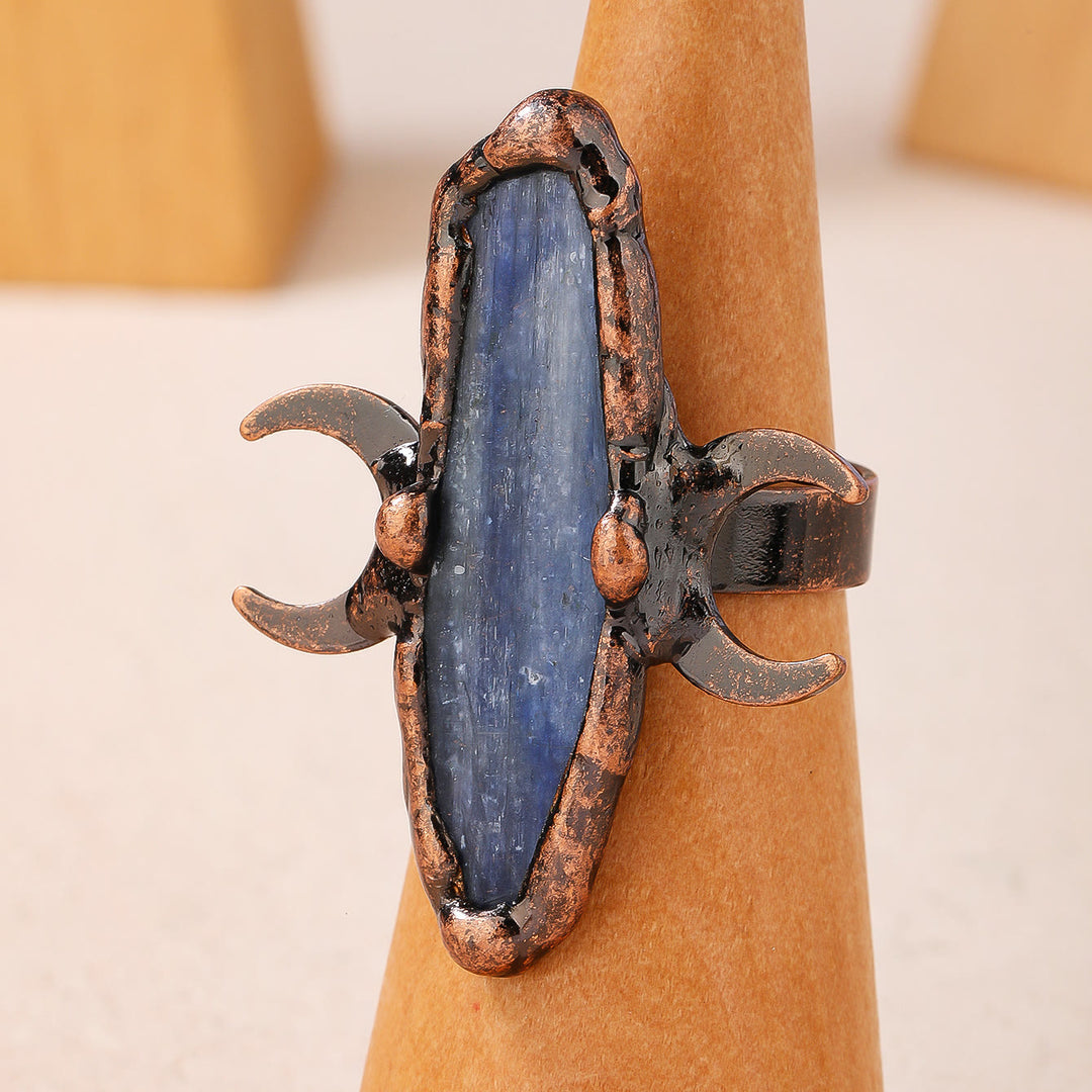 Bague ajustable de guérison à double lune en cyanite Olivenorma