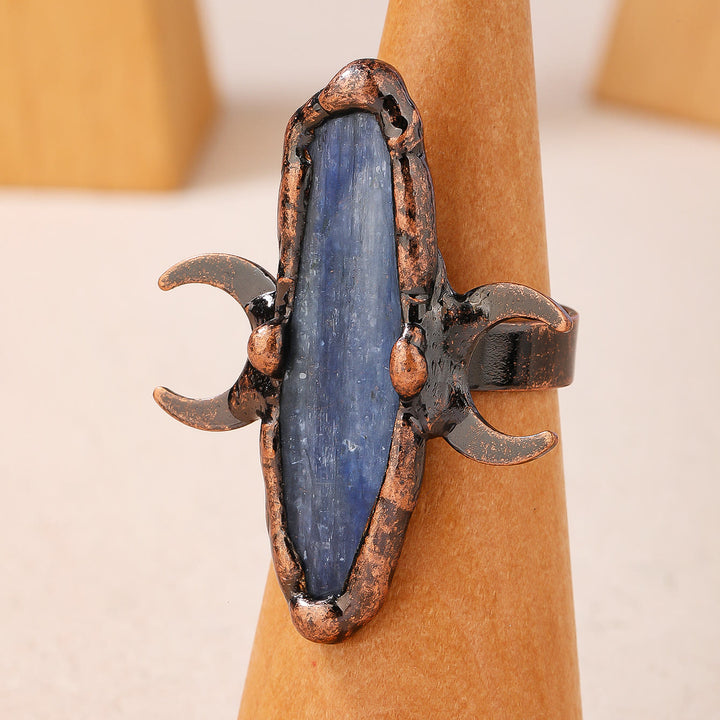 Bague ajustable de guérison à double lune en cyanite Olivenorma