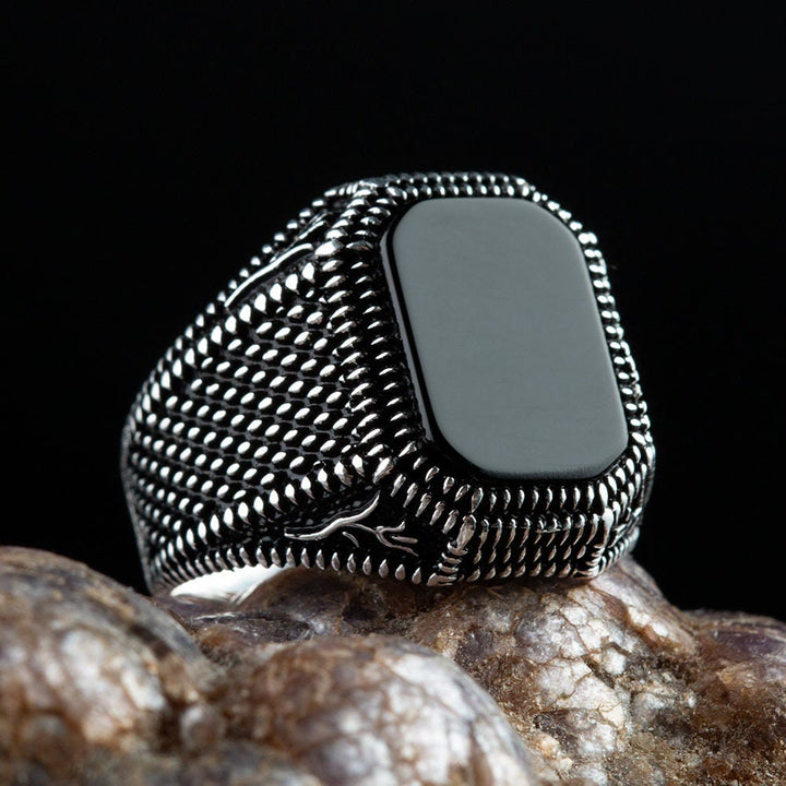 Bague en onyx noir pour homme Olivenorma « Reign Of Power »