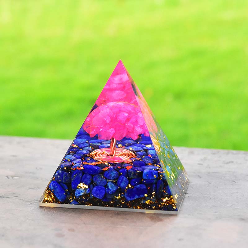 Pyramide d'orgone en cristal rose Lapis Lazuli Olivenorma
