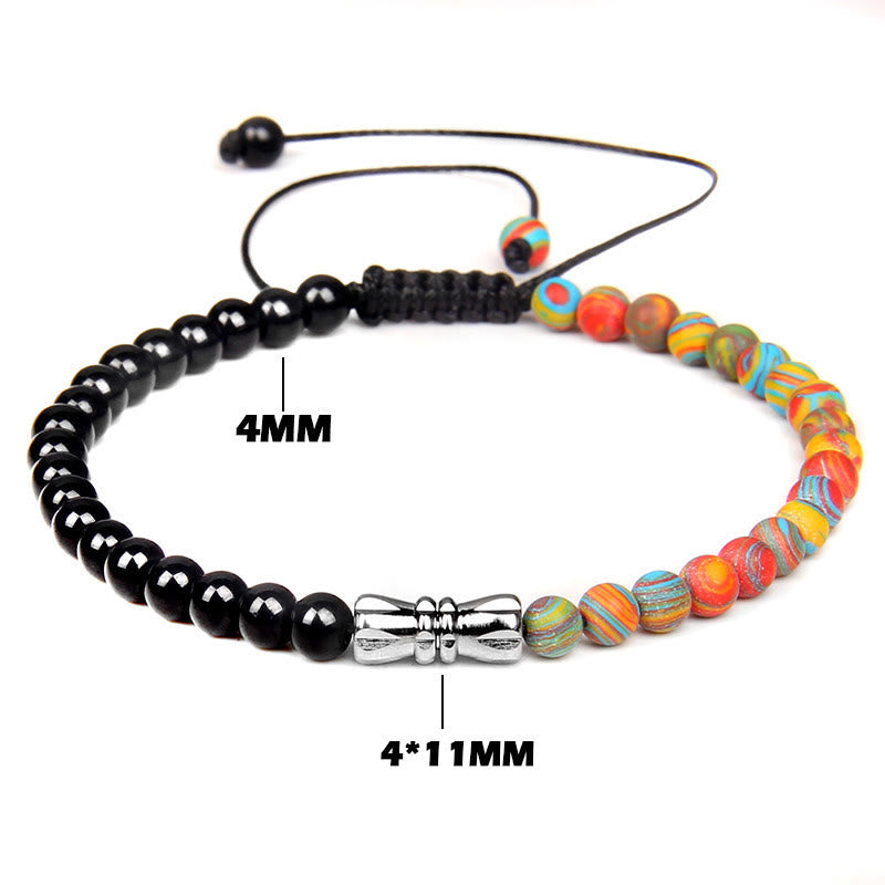 Bracelet tressé en onyx noir et pierre naturelle Olivenorma 4 mm