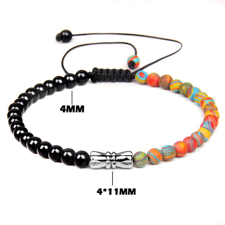 Bracelet tressé en onyx noir et pierre naturelle Olivenorma 4 mm