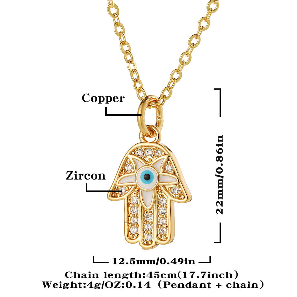 Collier en époxy en forme de cœur avec le mauvais œil Hamsa Olivenorma