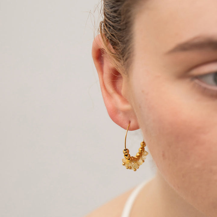 Boucles d'oreilles en acier inoxydable avec gravier naturel Olivenorma