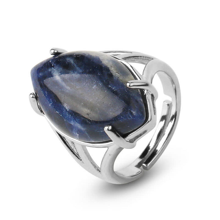 Bague ajustable en forme de graine de melon avec améthyste Olivenorma