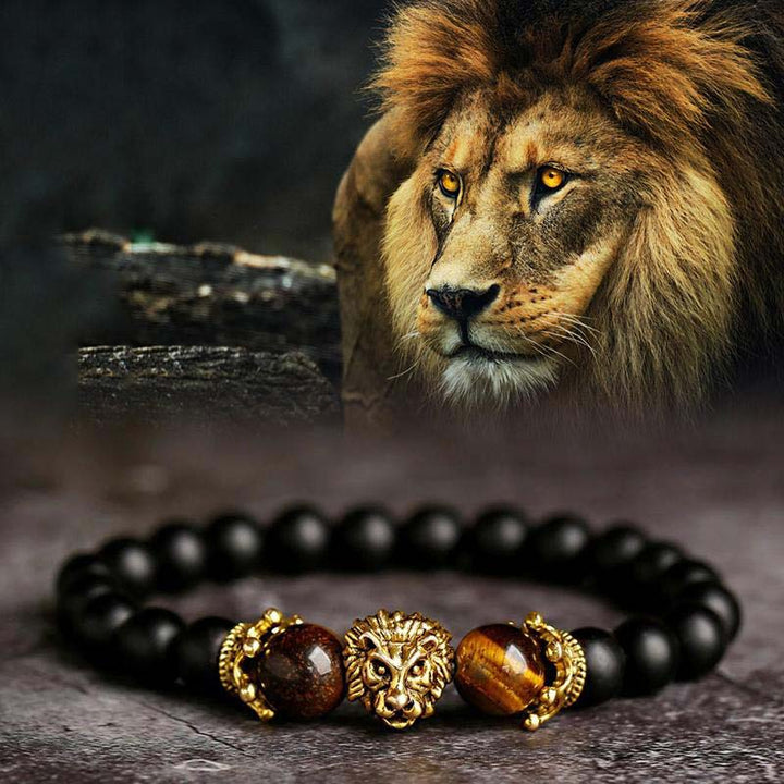 Bracelet symbole lion en pierre de cristal naturel Olivenorma