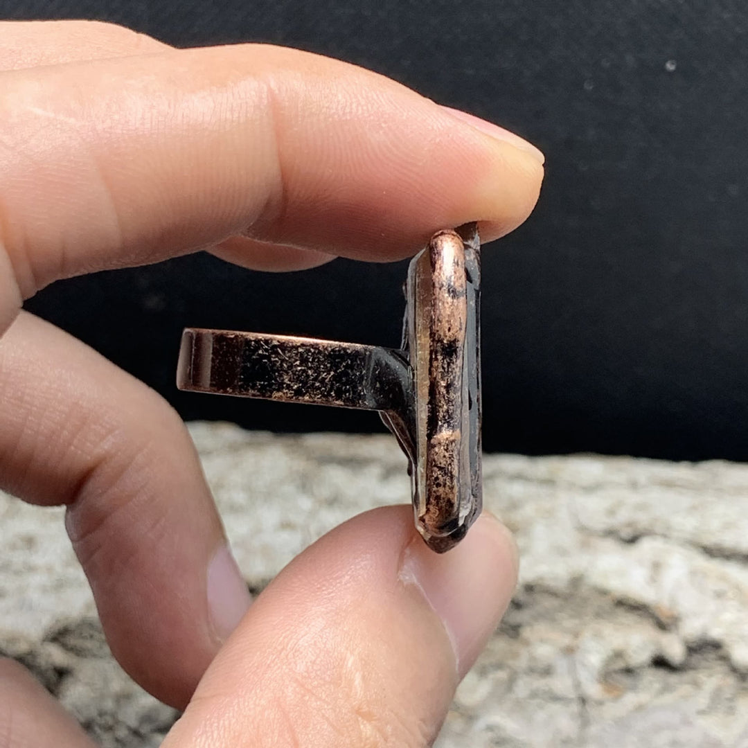 Bague réglable à triple combinaison irrégulière en quartz clair naturel Olivenorma