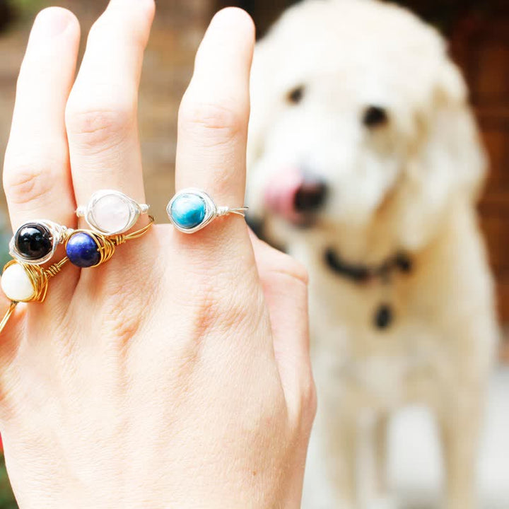 Bague de guérison en cristal enveloppée de fil