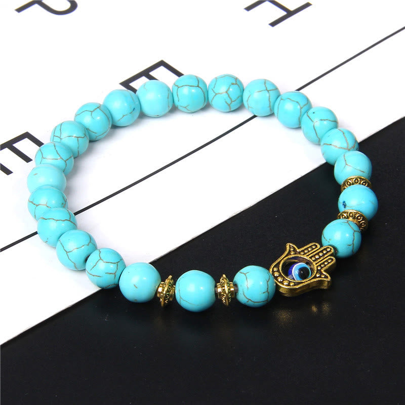 Bracelet homme Olivenorma Evil Eye Hamsa 8 mm en perles naturelles