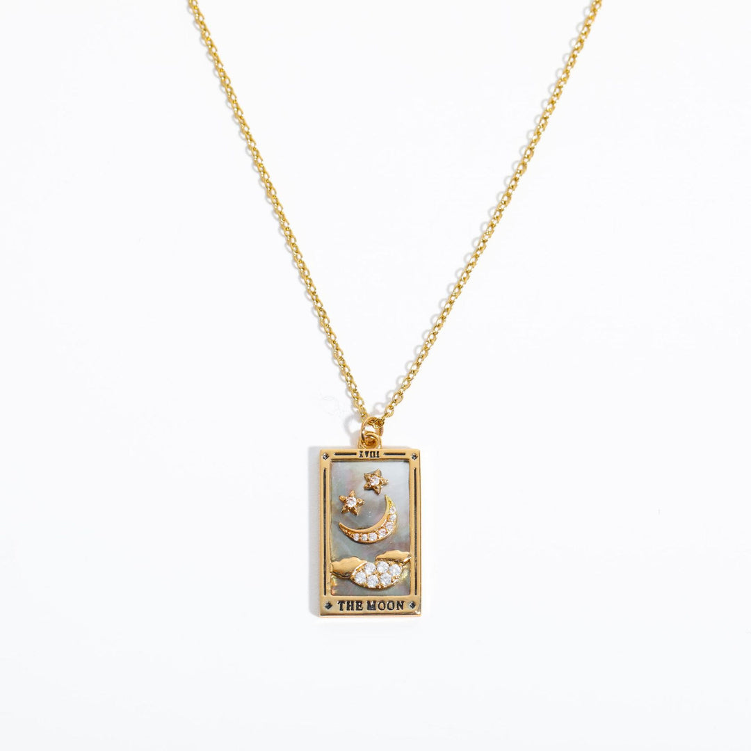 Collier en forme de goutte d'huile de tarot en or électroplaqué avec zircon Olivenorma