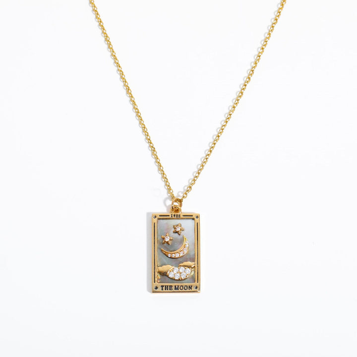 Collier en forme de goutte d'huile de tarot en or électroplaqué avec zircon Olivenorma