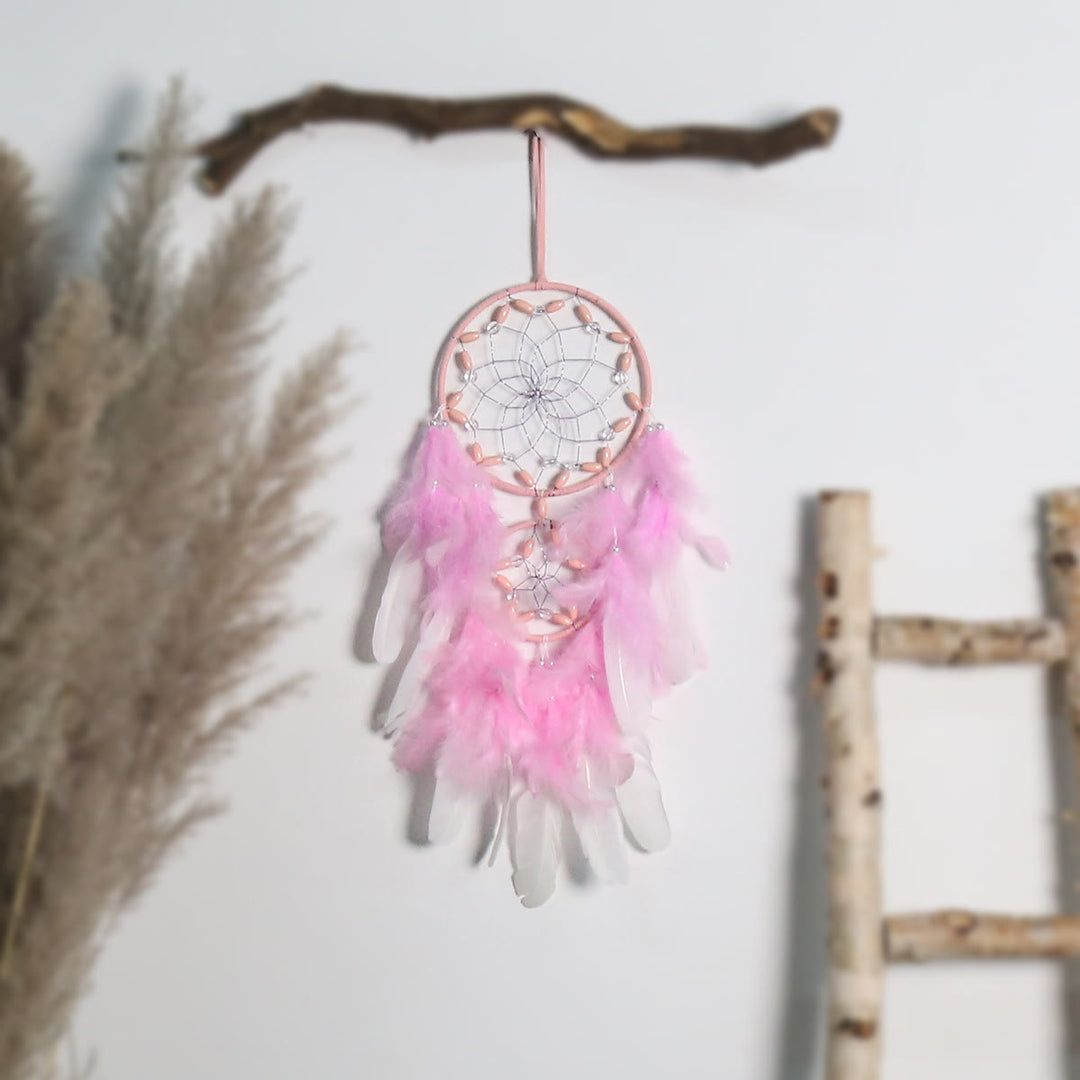Attrape-rêves en perles de bois acryliques roses Olivenorma