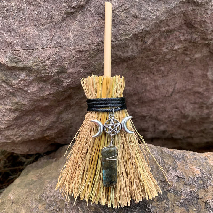 Mini balai magique Olivenorma en forme d'étoile et de lune en cristal