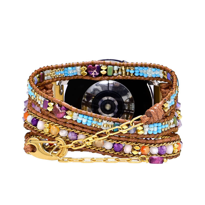Bracelet Samsung tressé en perles de cristal violet et bleu Olivenorma