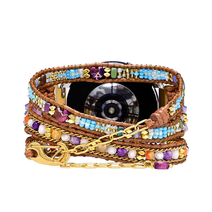 Bracelet Samsung tressé en perles de cristal violet et bleu Olivenorma