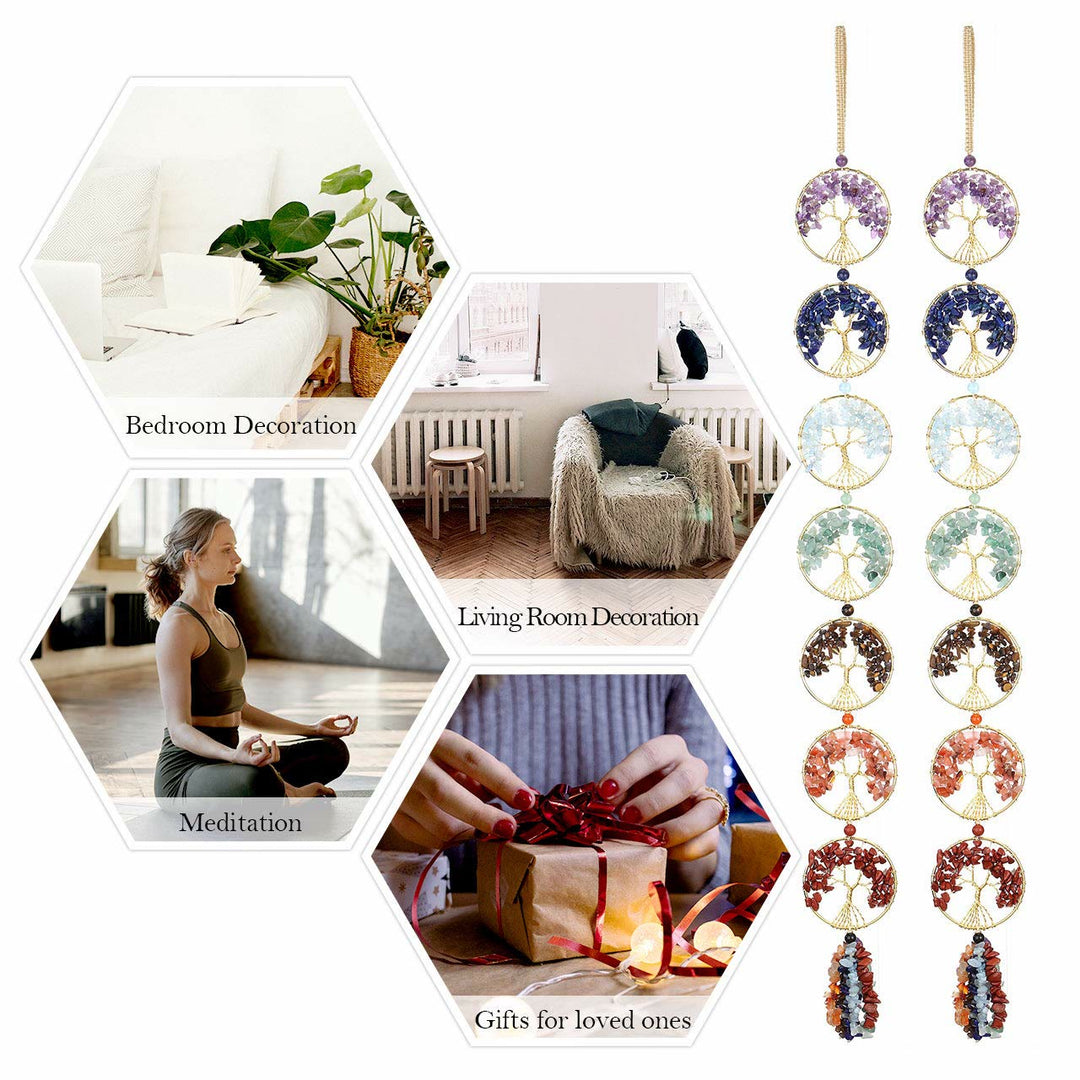 Décoration murale arbre de vie Feng Shui en cristal à 7 chakras Olivenorma