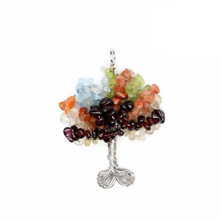Collier pendentif arbre de vie chakra gravier cristal Olivenorma