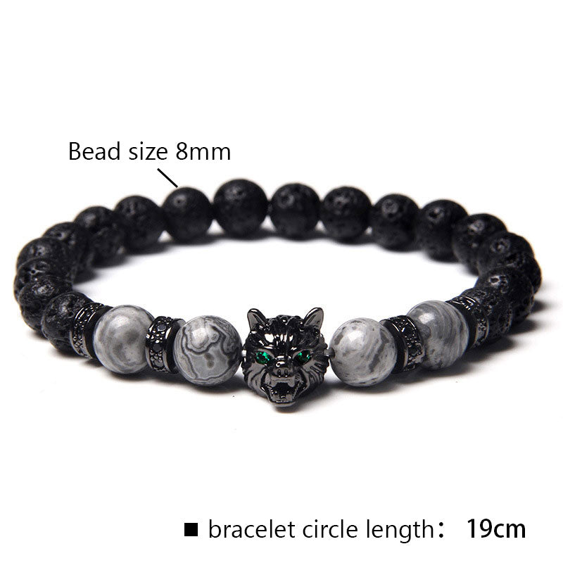 Bracelet Loup Oeil de Tigre Gris Olivenorma