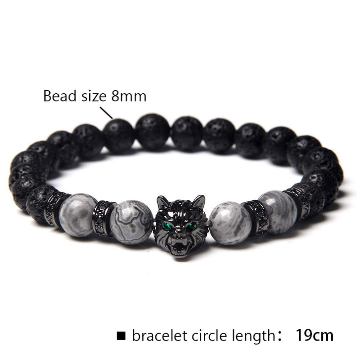 Bracelet Loup Oeil de Tigre Gris Olivenorma