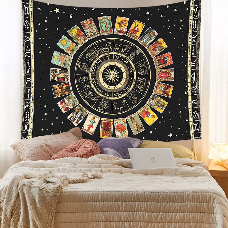 Tapisserie de cartes de tarot astrologique Olivenorma